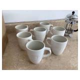 French press 7 Pfaltzgraff mugs S&P