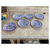 6 hand-painted Japan dessert platesLusterware with cherry blossom and