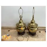 Pair of Mid-Century Modern Asian Landscape Scene Table Lamps