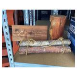 Wood fishing sign and log decor