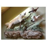Coyote, hunting partridge birds,  full body mount