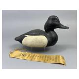 John Zachmann Bluebill Drake Duck Decoy