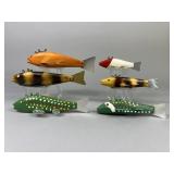 6 Roger Olds Fish Spearing Decoys