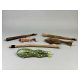 3 Jigging Sticks with Fish Spearing Decoys