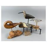 4 Hand Carved Shorebirds