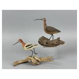 2 Miniature Shorebirds by Hand