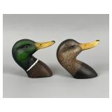 2 Sean Sutton Hand Carved Duck Heads