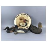3 Decoys & Wooden Sign