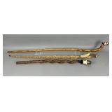 3 Hand Carved Walking Sticks
