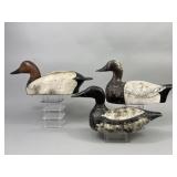 3 Wisconsin Canvasback Drake Duck Decoys