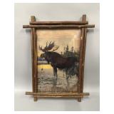 Vintage Moose Art Under Glass