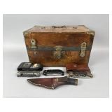 Wooden Box & 4 Knives