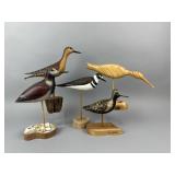 5 Hand Carved Shorebirds