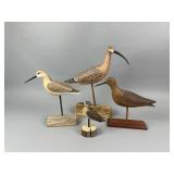 4 Hand Carved Shorebirds