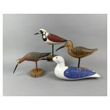 4 Hand Carved Shorebirds