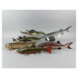 9 Carved Fish & Spearing Decoys