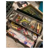 Several antique tackle boxes 