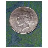 1924 Peace silver dollar coin.
