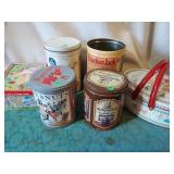 Cracker Jack & other tins.