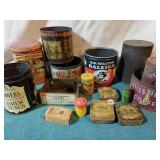 Vintage tins. Some in rough condition.
