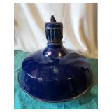 Large porcelain light shade. Dark Blue w/ several