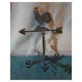 Small brass chicken weather vane.