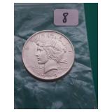 1922 Peace silver dollar coin.