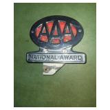 "AAA National Award",license plate topper.