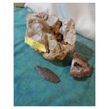 Geodes & arrowhead.