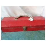 Metal toolbox w/spark plugs.AC, Motorcraft,