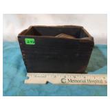 Dovetail wood box w/Miniature Cast iron