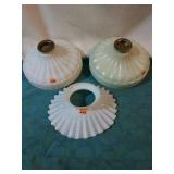 Antique glass lamp shades. (3)
