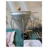 Cone colander, kitchen knives & utensils.Large