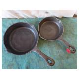 Cast iron skillets (2). 7.5" & 6".