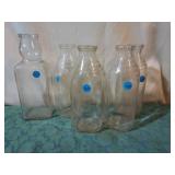 Meadow Gold milk bottles (4) & 1cream topsquare