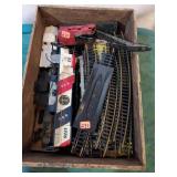 HO scale train track, cars, engine (needs