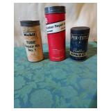 Vintage rubber&tire repair cans. Mobile, Napa, &