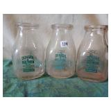 Dunbar & Bultman 1/2 pint milk bottles.(3)
