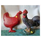 Cast iron chickens, door stops. (2)