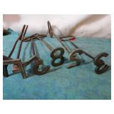 Brass number branding irons. #2-3-5-7-8 & F