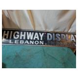 Large road sign. Painted metal approx. 48 x 9.
