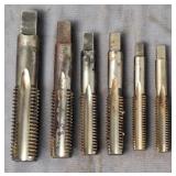 6 Machinist Taps, Various Sizes