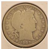 1907-O Barber Silver Half Dollar G+