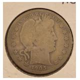 1905-O Barber Silver Half Dollar G+