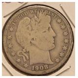 1908-D Barber Silver Half Dollar G+