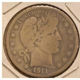 1911-D Barber Silver Half Dollar G+