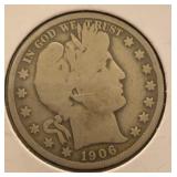1906 Barber Silver Half Dollar G+