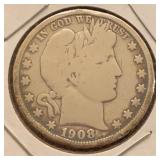 1908-O Barber Silver Half Dollar G+