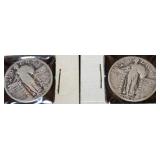 1925 & 1929Walking Liberty Silver Quarters