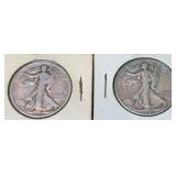 1938 & 1941-D Walking Liberty Silver Half Dollars